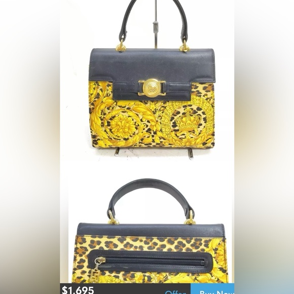 SOLD VERSACE VINTAGE GOLD BAROQUE LEOPARD PRINT 💯 authentic Final Price - Picture 12 of 16